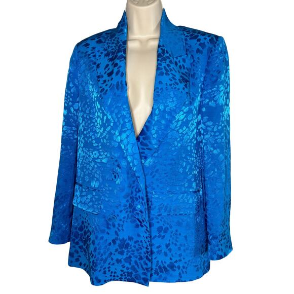 🧿 ZARA Blue Leopard Jacquard Blazer – XS (Oversized, NWT!) - Picture 4 of 10